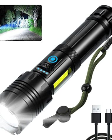 Rechargeable Led Flashlights High Lumens: 99000 Lumen Super Bright Flashlight, 7 Modes with COB Work Light, IPX6 Waterproof, Powerful Handheld Flash Light for Home, Camping, Hiking