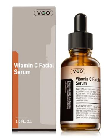 VGO Vitamin C Serum for Face, Vit C Anti Aging Serum with Hyaluronic Acid & Vitamina E, Deep Hydration Facial Care for All Skin Types, 1.01oz / 30ml