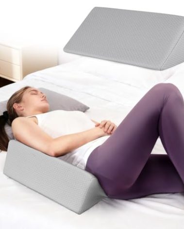 Zantle Small Wedge Pillow for Sleeping, Yoga, Meditation, Stretching, Small Wedge Pillow for Chair and Bed - Provide Support and Relieve Fatigue, Wedge Pillows for Bed Sores, Leg Elevation (Grey)