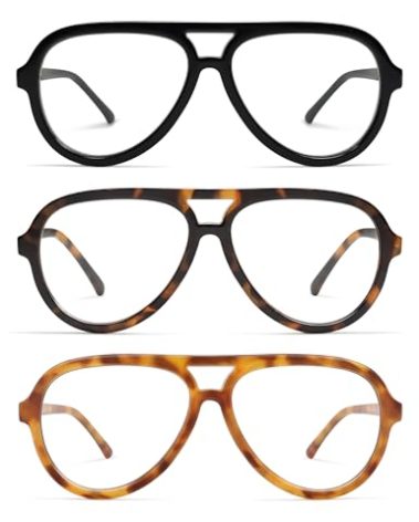 AMOMOMA 3 Pack Retro Aviator Reading Glasses for Women Men,Classic Large Oversized Reader Blue Light Computer Frame AM6111 C1+C2+C9 0.00