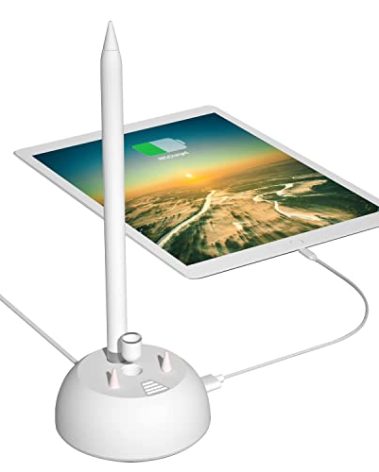 Charging Stand Compatible with Apple Pencil 1st Generation - 3 in 1 iPad Pencil Charger Dock Holder with LED Light & Pencil Tips and Cap Holder - iPad Pen Charging Adapter with USB Port