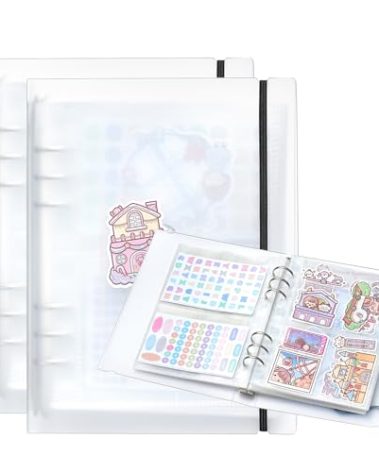 2pcs A5 Sticker Collecting Album,Sticker Organization Storage Book Binder for Planner Stickers Organizers Collector Recipe Cards (3 different sized pockets)