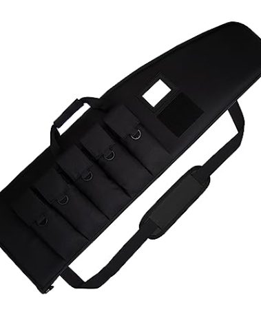LXDAZSX Soft-Rifle-Case Tactical-Gun Range-Bags Shooting-Hunting Sports-Storage - with Padded Transport 5 Pouches Adjustable Shoulder Strap Black 34"