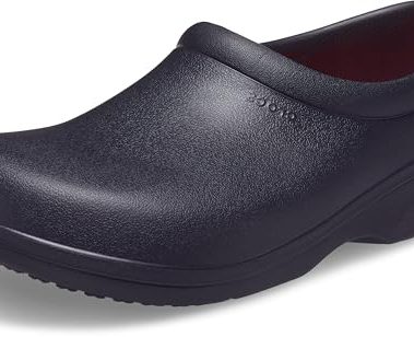 Crocs Unisex-Adult On The Clock Clog, Slip Resistant Shoes for Women and Men, Black, 5 Men/7 Women