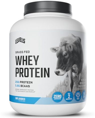 Levels Grass Fed Whey Protein Powder, No Artificials, 25G of Protein, Unflavored, 5LB