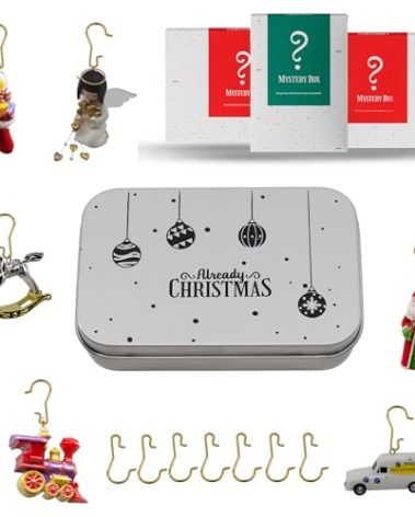 Miniature Gold Brass Christmas Ornament Hooks - Set of 100 with Elegant Tin Box Compatible with Hallmark Ornaments (Miniature)