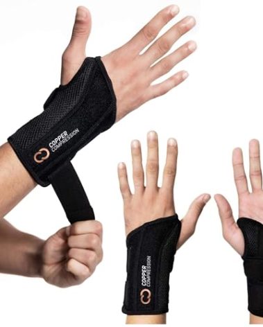 Copper Compression Advanced Wrist Brace - Copper Infused Adjustable Orthopedic Support Splint for Pain, Carpal Tunnel, Arthritis, Tennis Elbow, Tendinitis, RSI, Ganglion Cyst for Men Women Right L/XL