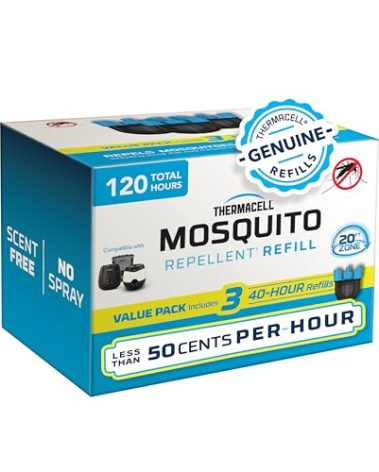 Thermacell Mosquito Rechargeable Repeller Refills; Compatible with Thermacell E-Series & Radius Only; 20 Foot Mosquito Protection Zone; Bug Spray Alternative; Scent Free; No Candle or Flame