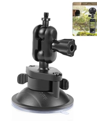 FotStdio Suction Cup Camera Mount Magic Arm with 360° Adjustment & Locking Knobs for Insta360 X3/Go Pro Max/DJI OSMO 360, Standard 1/4"-20 Thread Tripod Mount