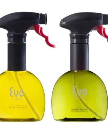 Evo Oil Sprayer Minis, Non-Aerosol for Olive, Cooking Oils, and Vinegars, 8-Ounce Capacity, 1 Each Yellow and Green