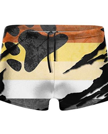 MOCSONE Bear Pride Flag Men Swimwear Basic Long Swim Boxer Trunks Board Shorts Swimsuits Black