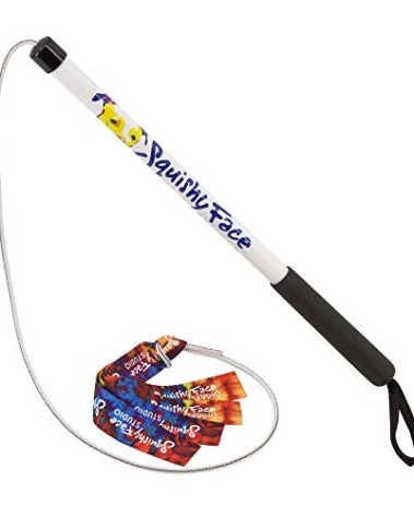 Squishy Face Studio Flirt Pole V2 with Lure - Durable Dog Toy for Fun Obedience Training & Exercise, Rainbow Tie Dye, Jr. - 24 inch