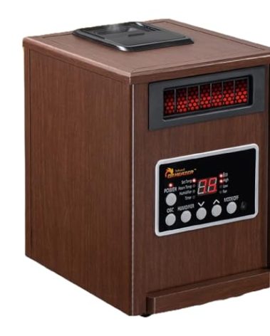 Dr. Infrared Heater, 1500W, Advanced Humidifier and Oscillation Fan and Remote Control, Walnut DR998, Dual Heating System