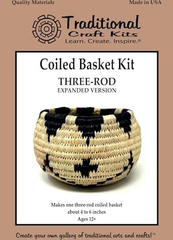 Traditional Craft Kits Coiled Basket Weaving Kit (Three-Rod, Expanded Version) - Weave Kit for Kids and Adults Complete with Basket Weaving Supplies and Instructional Booklets