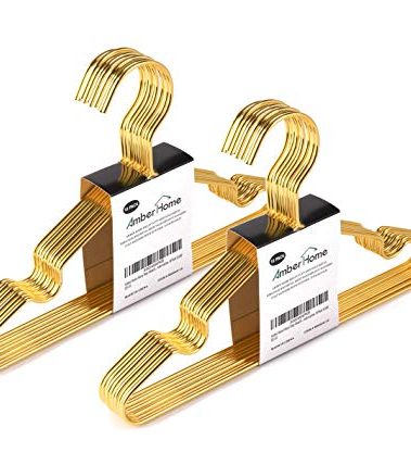 Amber Home 20 Pack 12 Inch Gold Kids Baby Hangers, Strong Metal Children Clothes Hangers for Closet, Space Saving Infant Hanger for Toddler Coats Pants (Gold, 20)
