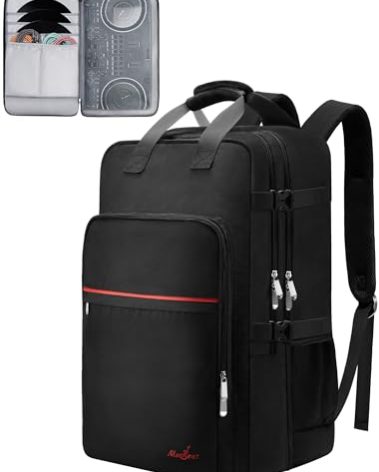 Musbeat DJ Backpack, 40L Large DJ Controller Case Compatible for DDJ-REV1, DDJ-FLX4, DJ 400, Numark, Travel DJ Gig Bag for 17inch Laptop TSA Flight Approved, DJ Cable Bag for DJ Accessories Equipment