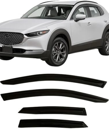 2020-2026 Tape-On Rain Guards for Mazda CX-30 Side Window Visor Deflectors 2.5 S Select Sport Preferred Premium Turbo CX30 Durable Vent Shades 2021 2022 2023 2024 2025