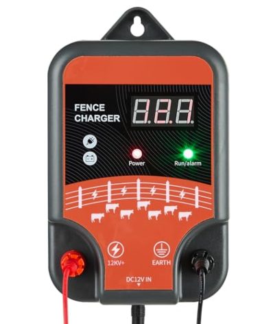 VEVOR Electric Fence Charger, 10kV 3J, AC DC Electric Fence Energizer with LED Indicator, 1.86 Miles Range, Powerful Plug-in Fences Charger, Prevents Wild Animals Intrusion for Livestock Poultry