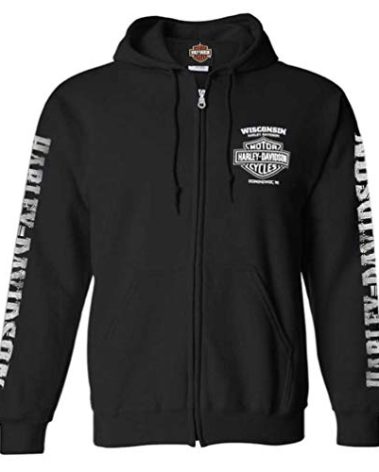 Harley-Davidson Men's Lightning Crest Full-Zippered Sweatshirt, Black (4XL)