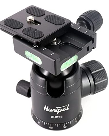 HUNTPAL 36mm Tripod Ball Head Mount for Rifle Shooting Sticks Stands Gun Rest with 1/4" Screw 3/8" Thread Mount, All Metal Ball 360° Panorama Rotation Platform with Arca Swiss Quick Release Plate