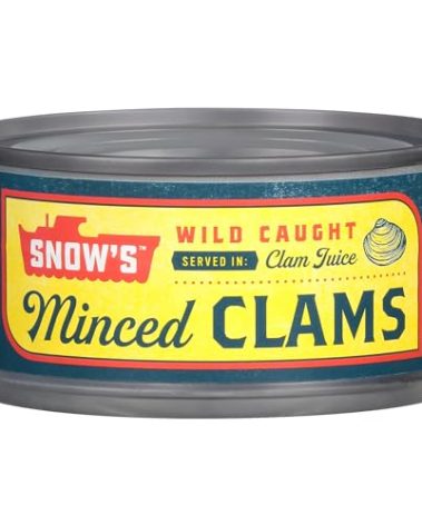 Snow's Wild Caught Minced Clams Canned, 6.5 oz Can - 5g Protein Per Serving - Gluten Free, Keto Friendly, 99% Fat Free