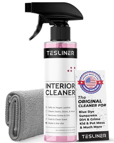 Tesla Seat Cleaner & Stain Remover - Interior Cleaner for Black & White Vegan Leather, Interior Cleaning Products for Seats, Dash, Console | Tesla Accessories for Model Y, Model 3, S, X, Cybertruck