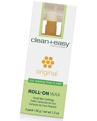 Clean + Easy Original Roll On Wax – Small Wax Refill Cartridges for Hair Removal, Fast & Easy Roll On Applicator for Face, Brows & Delicate Areas, 3 Pack