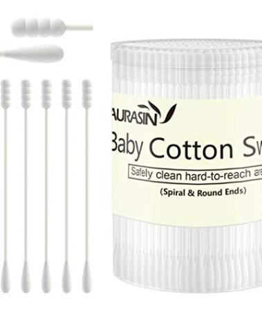 Baby Cotton Swabs, Paper Sticks Cotton Buds for Baby Ear Nose Clean-200Pcs(Spiral & Round)