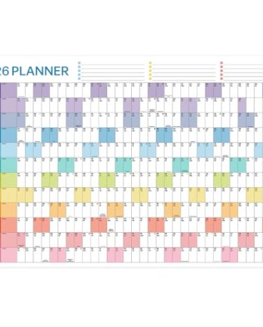 2026 Yearly Wall Calendar - 2026 Calendar, 2026 Wall Calendar 12 Month, January 2026 - December 2026, 23.1"X 34.6" (Open), Full Year Calendar One Page, Annual Year Calendar with Stickers, Holidays