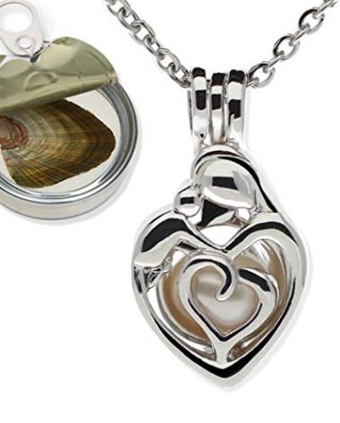 Pearlina Mother Mom Family Pearl Necklaces for Women -Real Freshwater Cultured Pearl in oyster Set - Pearls Necklace for Women -Silver-tone Pendant -Stainless Steel chain - Collar de Perlas Para Mujer