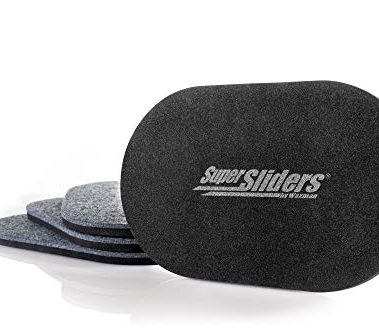 Super Sliders 9 1/2” x 5 3/4” Reusable XL Heavy Furniture Sliders, Felt Floor Protectors for Hardwood Floors, Gray (4 Pack)