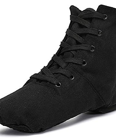 Canvas Jazz Dance Boots Ballet Dancing Sneakers for Adult Men Women (8.5/41，Black