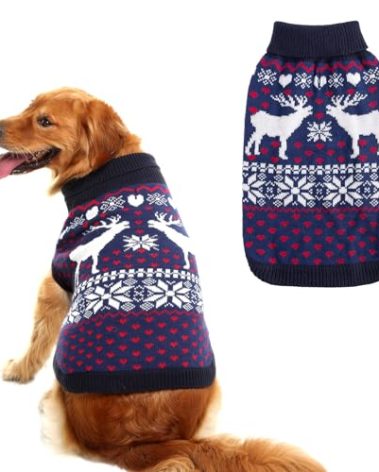 SCENEREAL Dog Sweater for Large Sized Dogs Girl Boy, Turtleneck Pullover Winter Puppy Clothes, Christmas Outfits, Pet Sweatshirt Apparel Knitwear for Golden Retriever, Labrador, Rottweiler, L