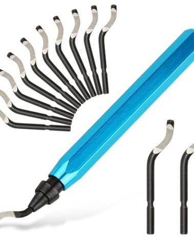 Deburring Tool with 12 High Speed Steel Blades, Deburring Tool 3D Printing, Deburring Tool for Metal, Resin, Copper, Plastic, PVC Pipes, 3D Printed Edges (1 Blue Handle)