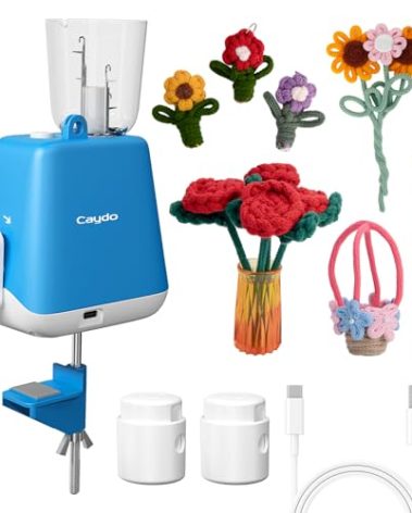 Caydo i Cord Knitting Machine, Electric iCord Maker Tool with Adequate Tension, i-Cord Knitter Machine, Automatic Knitting Yarns to i-Cords, Efficiently DIY Knitting Machine for Crocheters(Patented)