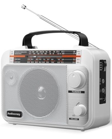 AM/FM/SW1-2 Radio Shortwave Transistor Radio AC or Battery Operated with Best Reception Big Speaker and Precise Tuning Knob with AUX in & 3.5mm Earphone Jack
