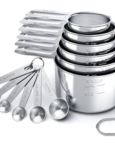 TILUCK Stainless Steel Measuring Cups & Spoons Set, Cups and Spoons,Kitchen Gadgets for Cooking & Baking (12)
