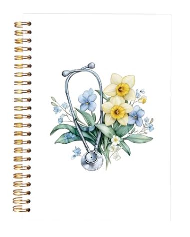 KAOWT Nurse Gifts Notebook Journal, Doctor Nurses Appreciation Gifts Notebooks for Note Taking, Stethoscope Medical Flower Journal, Nursing Gift Hardcover Spiral Notebook 5.5x8.3in