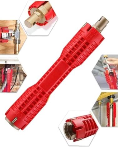 Faucet and Sink Installer（8-in-1）Multi-purpose Wrench Plumbing Tool for Toilet Bowl/Sink/Bathroom/Kitchen Plumbing Repair Installation Hand Tools(red)