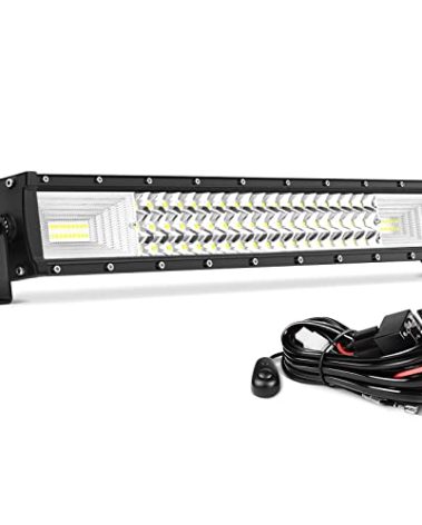 AUTOSAVER88 23 Inch 270W LED Light Bar Triple Row Curved Flood Spot Combo Beam LED Bar Off Road Driving Light with Wiring Harness for Jeep Truck Boat ATV Light Automotive Truck Light Bar