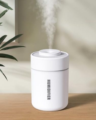 Portable Mini Humidifier, 180ml USB Cool Mist Small Humidifiers for Bedroom, Personal Desktop Humidification for Car Office Travel & Indoor Plants(White Grey)