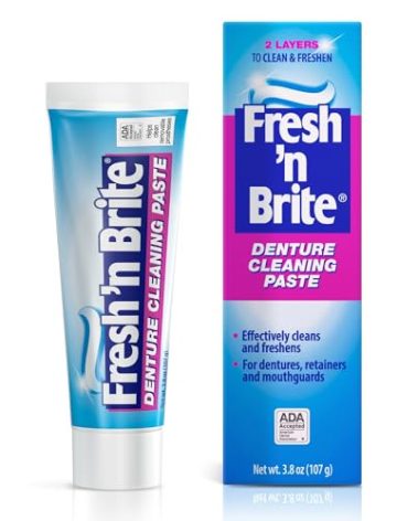 The Natural Dentist Fresh 'n Brite Denture Cleaner Paste—ADA Accepted Dual Action Formula for Fresh Breath & Gentle Care of Full & Partial Dentures, 1 Count