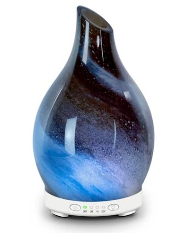 Essential Oil Diffuser 120ML, Glass Aromatherapy Diffuser with 4 Timer Settings & 7 Color Changing Lights, Auto Shut-Off, Ultra Quiet Oil Diffuser for Home, Office, Yoga, Spa and Sleeping