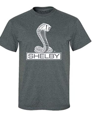 Trenz Shirt Company Ford Mustang Shelby Cobra Car Enthusiast Antique Classic Racing Performance Hotrod T-Shirt - Black/Heather Gray, Large