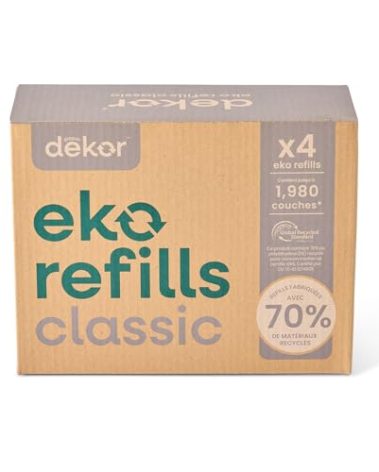 Diaper Dekor CLASSIC Diaper Pail Refills | 4 Count Unscented | Exclusive End-of-Liner Marking | Thick Quick & Easy to Replace | Most Economical Refill System | for Original and Eko Style Pails
