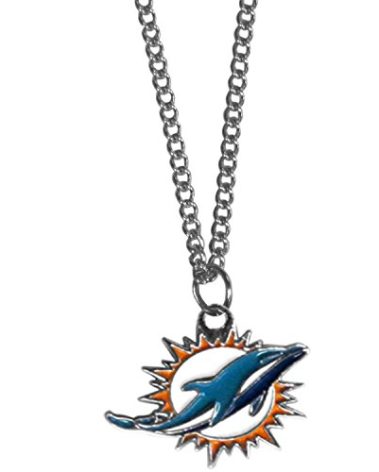 NFL Siskiyou Sports Fan Shop Miami Dolphins Chain Necklace with Small Charm 22 inch Team Color