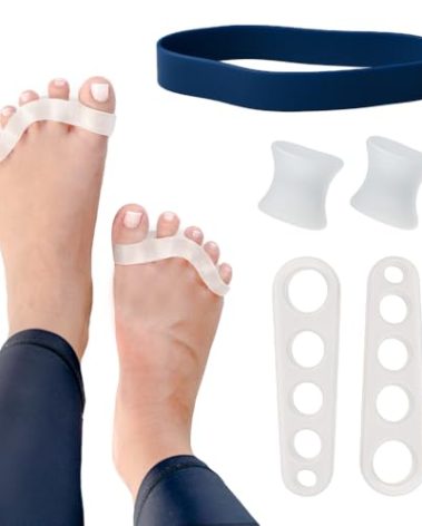 Awesome Toes Spacers & Separators Kit – Fast Relief for Hammertoe & Bunions | Includes Toe Stretch Band, Individual Toe Spacers & Full Toe Spacers for Walking, Running, & Yoga Practice | Large