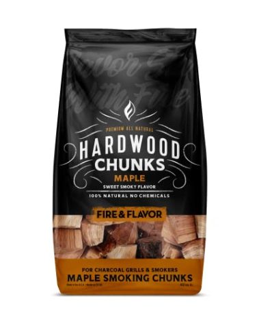 Fire & Flavor Maple Wood Chunks for Smoking and Grilling - All-Natural, Long-Lasting with a Mildly Sweet Flavor - Large Chunk Wood Chips for Smokers