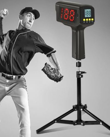 WEEPALM Baseball Radar Gun with Tripod, Speed Radar Gun for Baseballs Softball, LED+LCD Larger Display,Handheld or Hand Free SpeedSensors Base Ball Speed Training Equipment for All Baseball Players