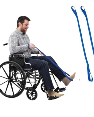Sammons Preston Leg Lifter Strap, 41" Rigid Leg Strap with Webbed Loops for Hand & Foot, Easy to Use Leg Lift Assist & Riser for Getting In & Out of Beds, Cars, Wheelchairs